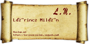 Lőrincz Milán névjegykártya